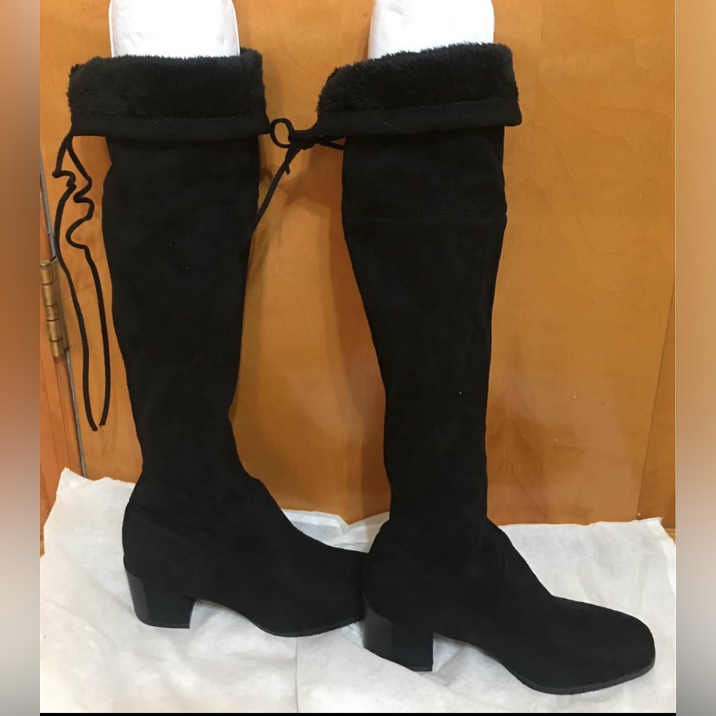 Black Slip Over On KneeHigh Boots 75